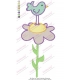 Bird Stand on Flower Embroidery Design